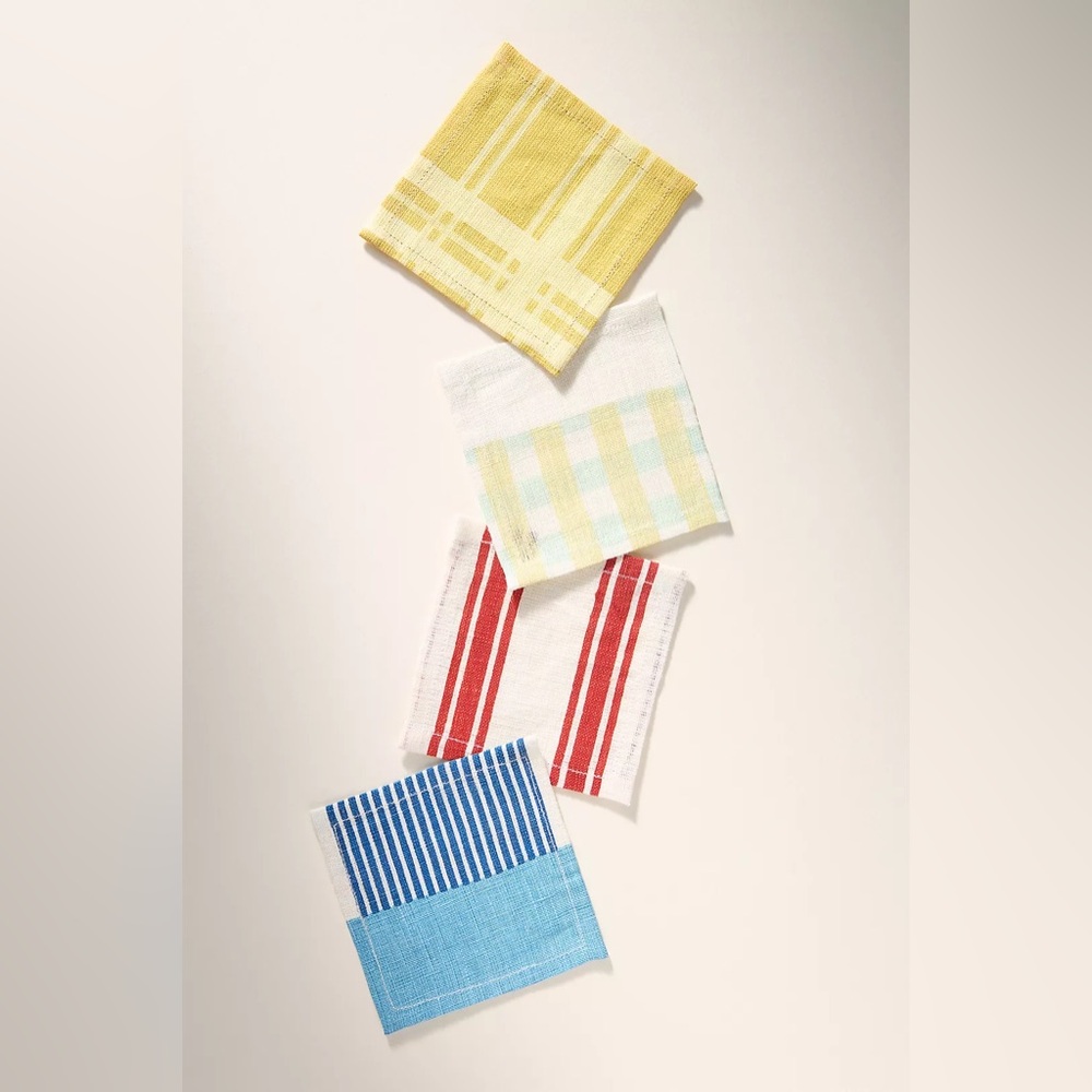 ANTHROPOLOGIE NWT Margot linen cocktail napkins -set of 4